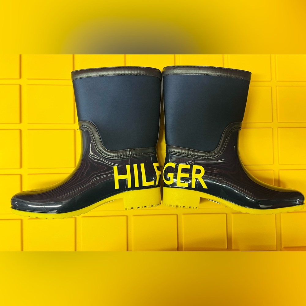 Tommy Hilfiger Black and Yellow Rain Boots